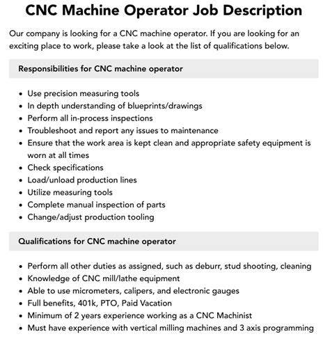 cnc machine operator job responsibilities|cnc machinist roles and responsibilities.